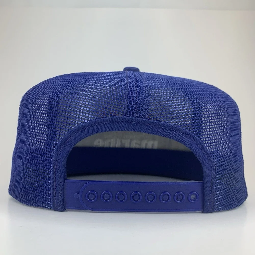 Mystik Marine Trucker Hat Precision Blue Mesh Rope Snapback Cap Vintage